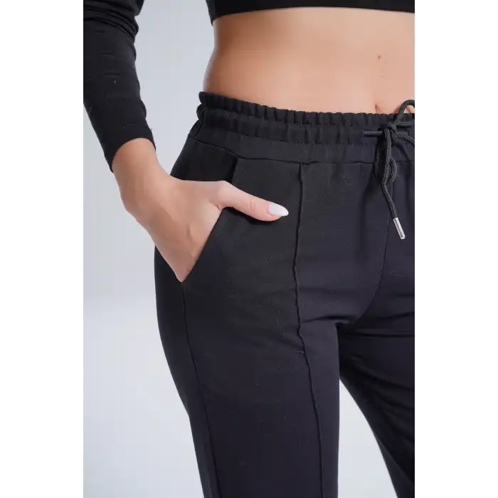 Paloza Kadın Önü Çimalı Siyah Eşofman Altı -(PL01-02)