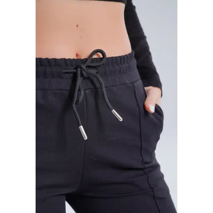 Paloza Kadın Önü Çimalı Siyah Eşofman Altı -(PL01-02)