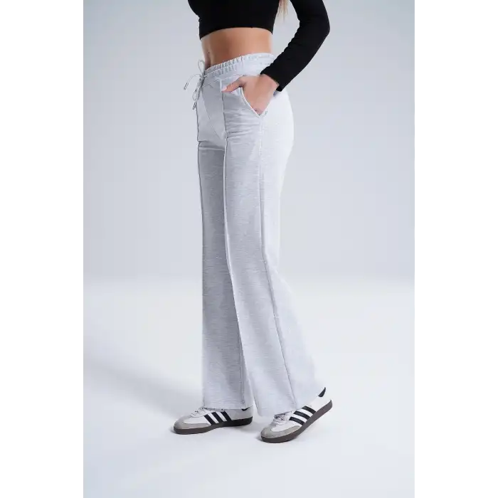 Paloza Kadın Önü Çimalı Gri Eşofman Altı -(PL01-03)