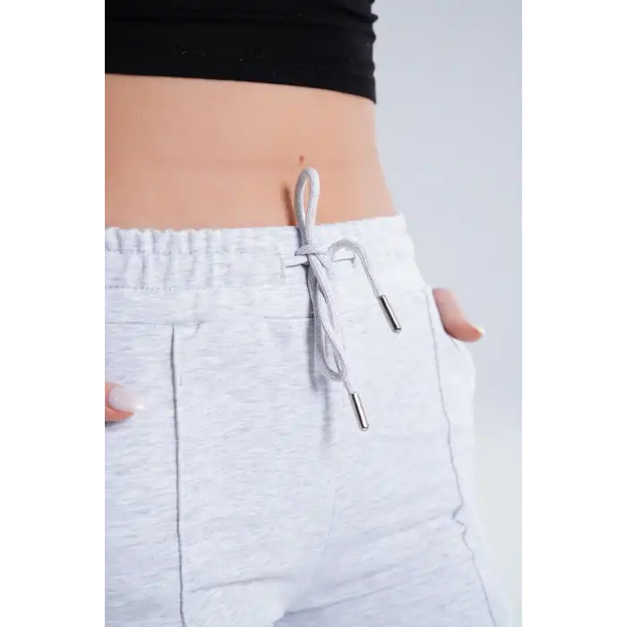 Paloza Kadın Önü Çimalı Gri Eşofman Altı -(PL01-03)