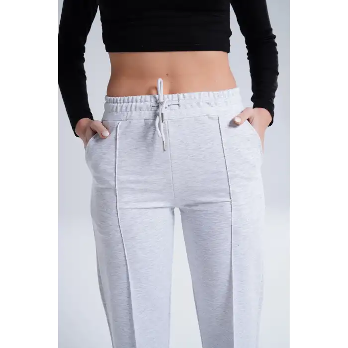 Paloza Kadın Önü Çimalı Gri Eşofman Altı -(PL01-03)