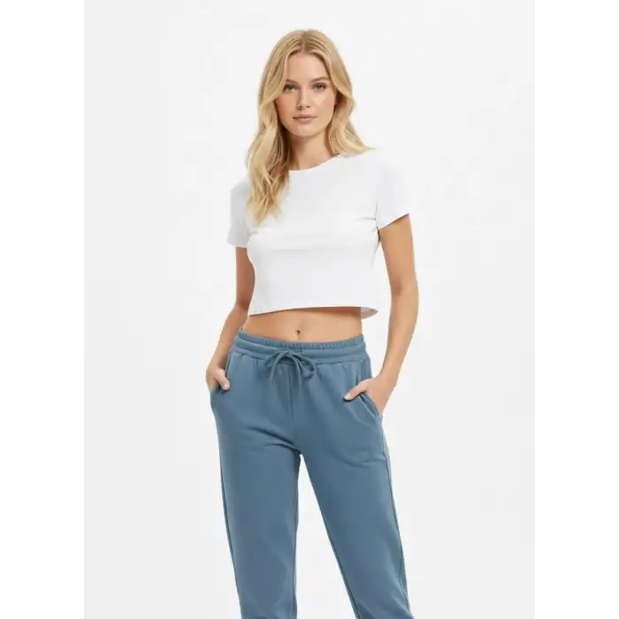 Likralı Openet Kumaş Kadın Mavi Eşofman Altı -(OK01-01)