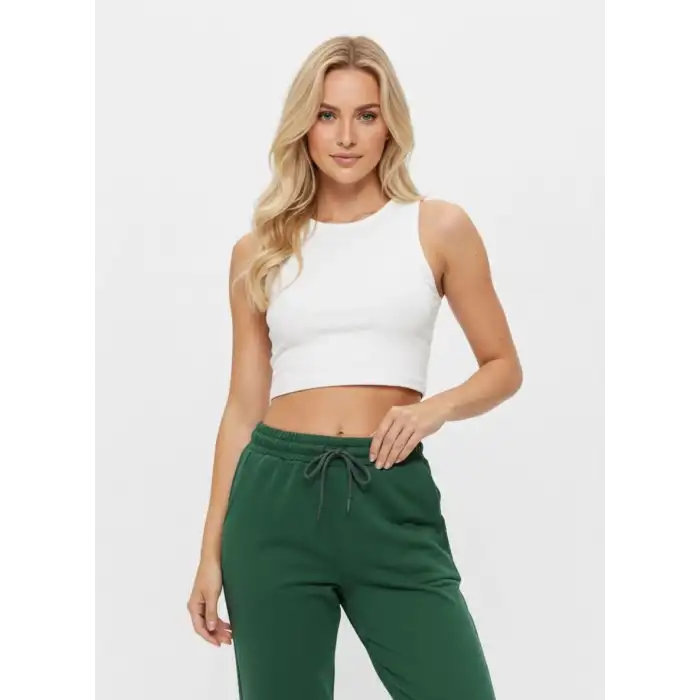 Likralı Openet Kumaş Kadın Yeşil Eşofman Altı -(OK01-03)