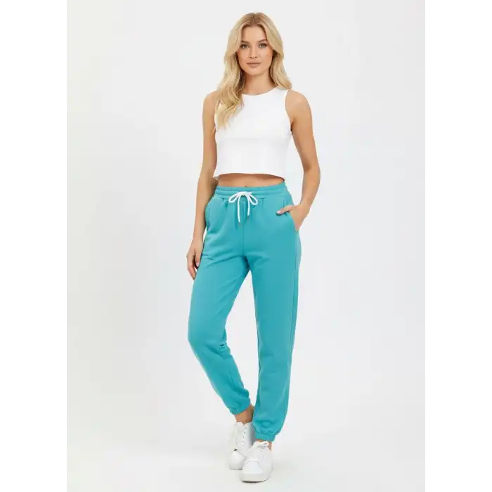 Likralı Openet Kumaş Kadın Turkuaz Eşofman Altı -(OK01-04)