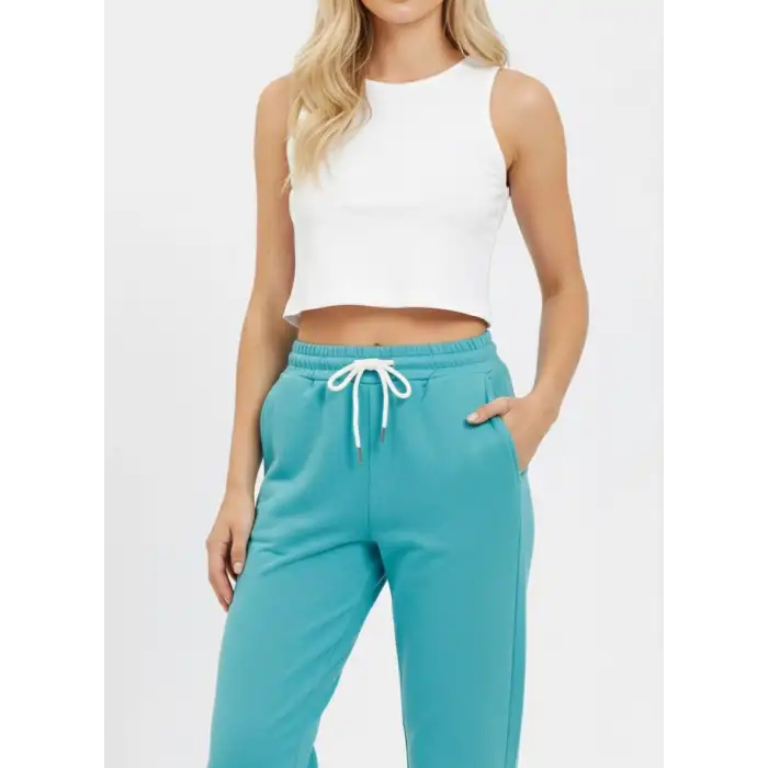 Likralı Openet Kumaş Kadın Turkuaz Eşofman Altı -(OK01-04)