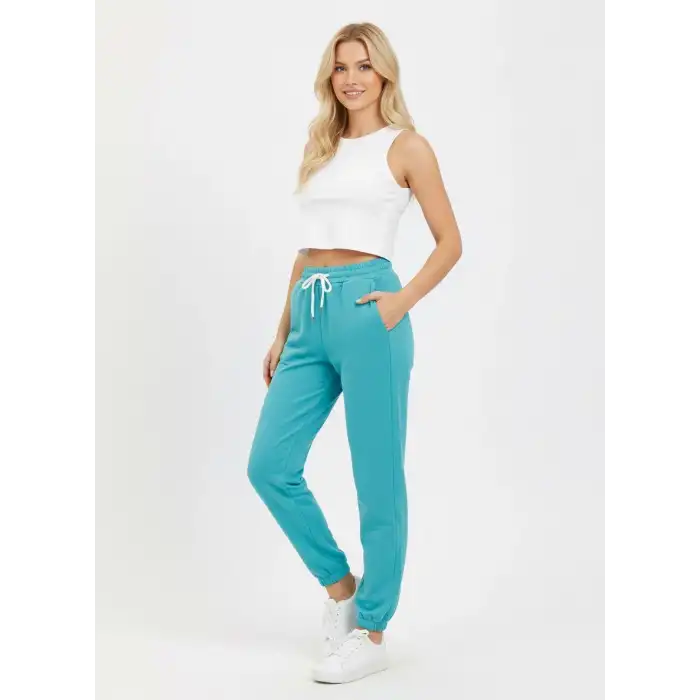 Likralı Openet Kumaş Kadın Turkuaz Eşofman Altı -(OK01-04)