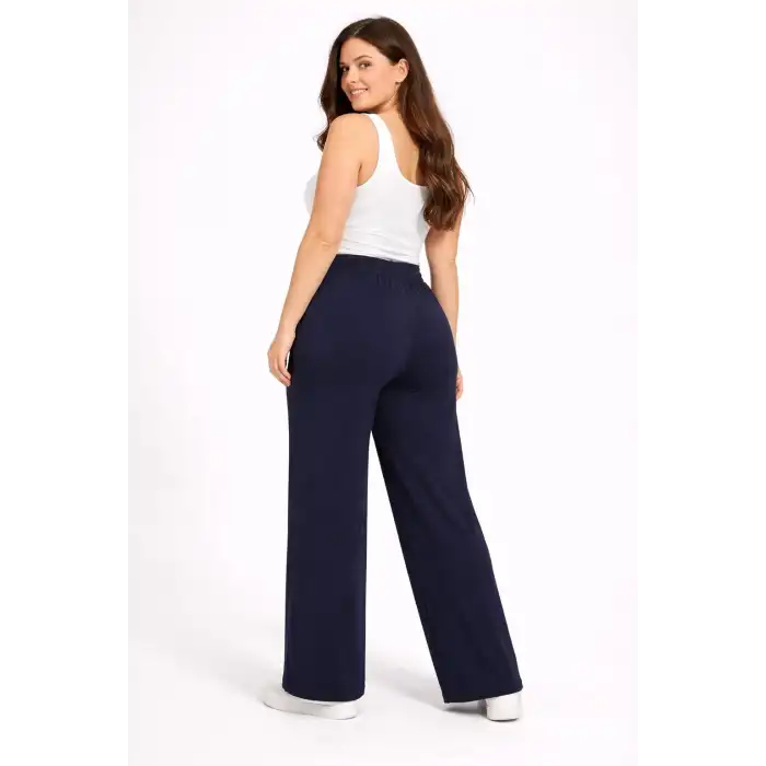 Kadın Battal Kalıp Lacivert Kumaş Pantolon -(KP01-02)