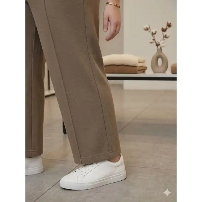 Kadın Battal Kalıp Bej Kumaş Pantolon -(KP01-05)