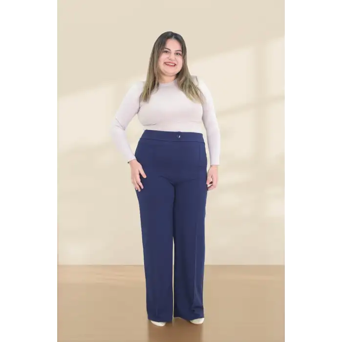 Kadın Dar Kalıp Battal Lacivert Kumaş Pantolon -(KP02-02)