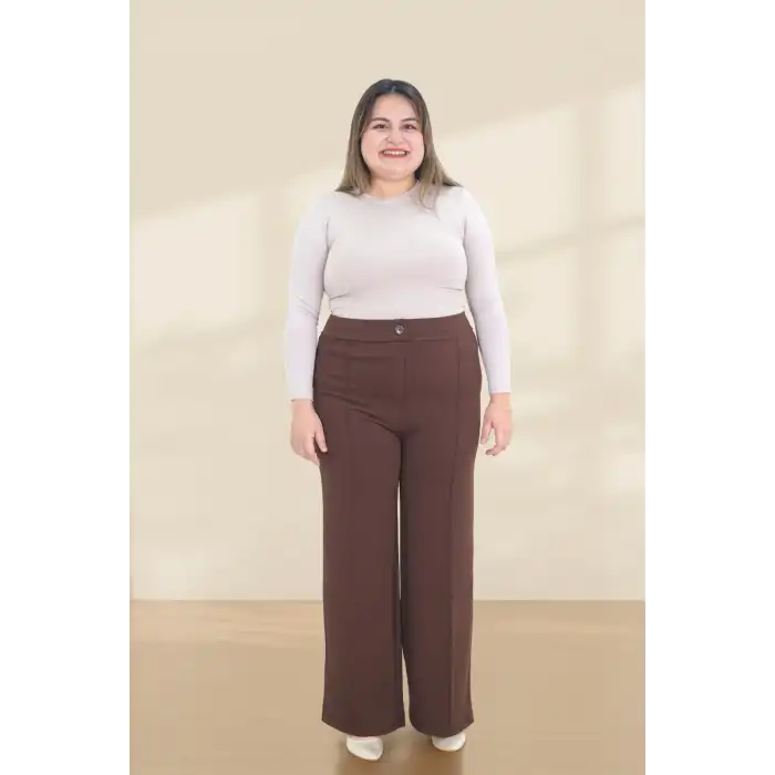 Kadın Dar Kalıp Battal Kahve Kumaş Pantolon -(KP02-03)