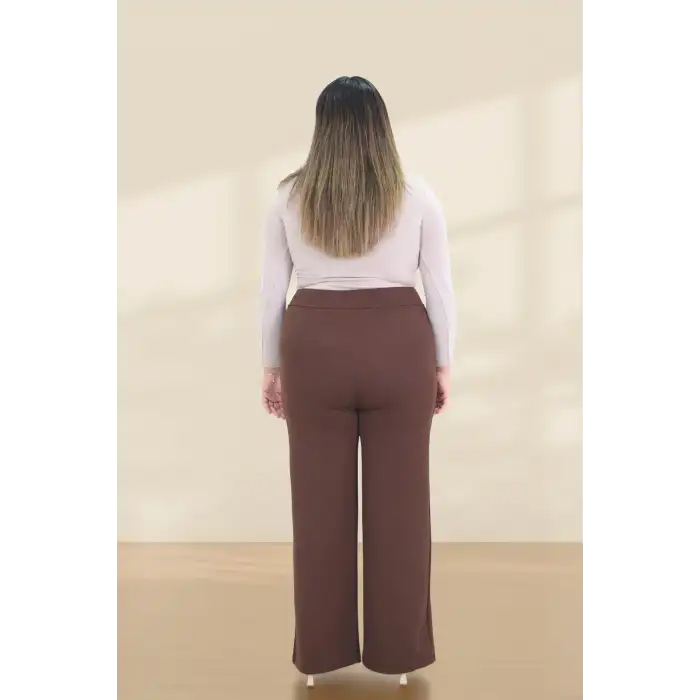 Kadın Dar Kalıp Battal Kahve Kumaş Pantolon -(KP02-03)