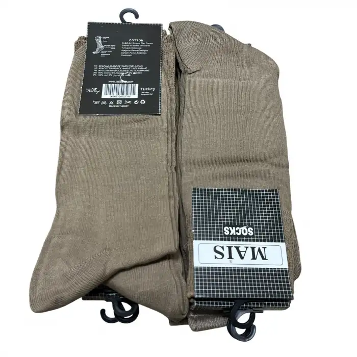 İhracat Fazlası Toptan Erkek Çorap 12’li Vizon Paket -(IH01-04)