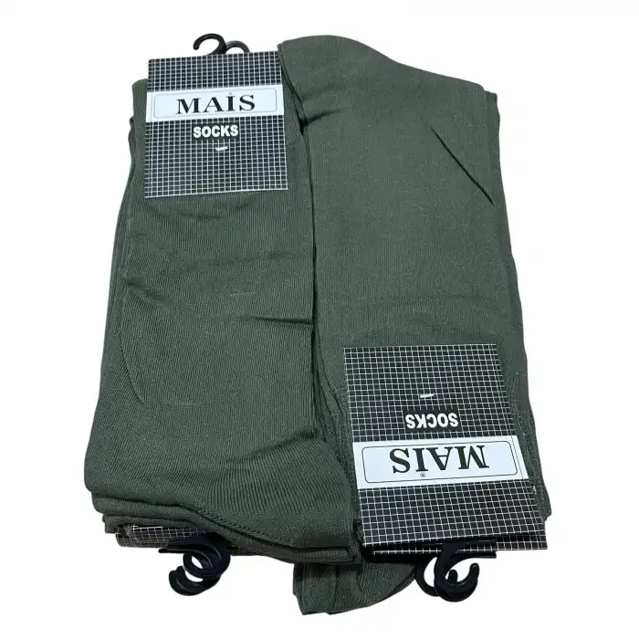 İhracat Fazlası Toptan Erkek Çorap 12’li Haki Paket -(IH01-08)