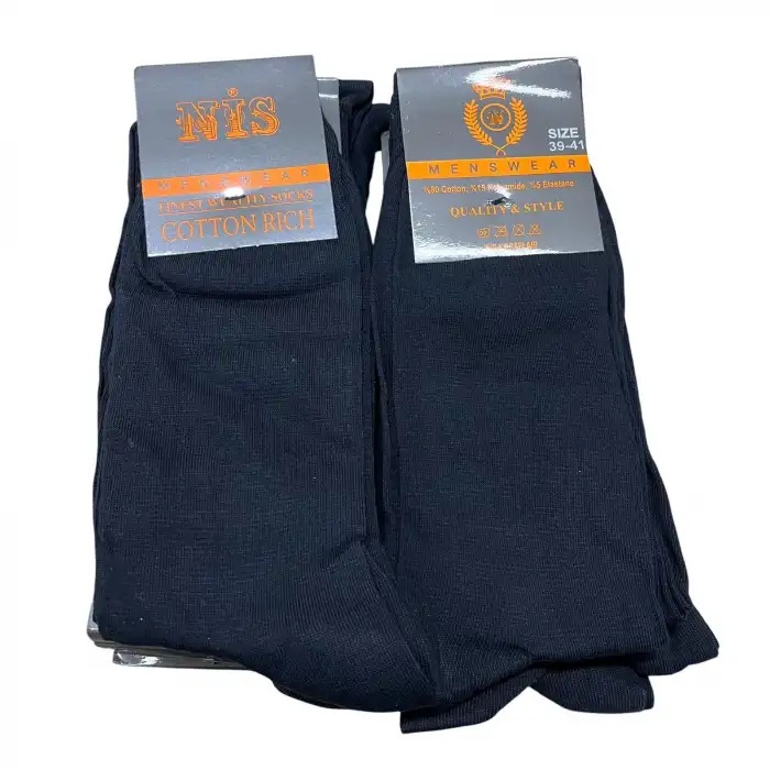 İhracat Fazlası Toptan Erkek Çorap 12’li Siyah Paket -(IH01-16)