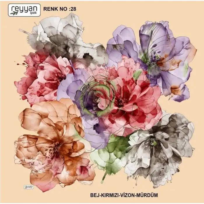 Reyyan İpek 100 cm Desenli Oyalık Yazma (ryyn-451-04)