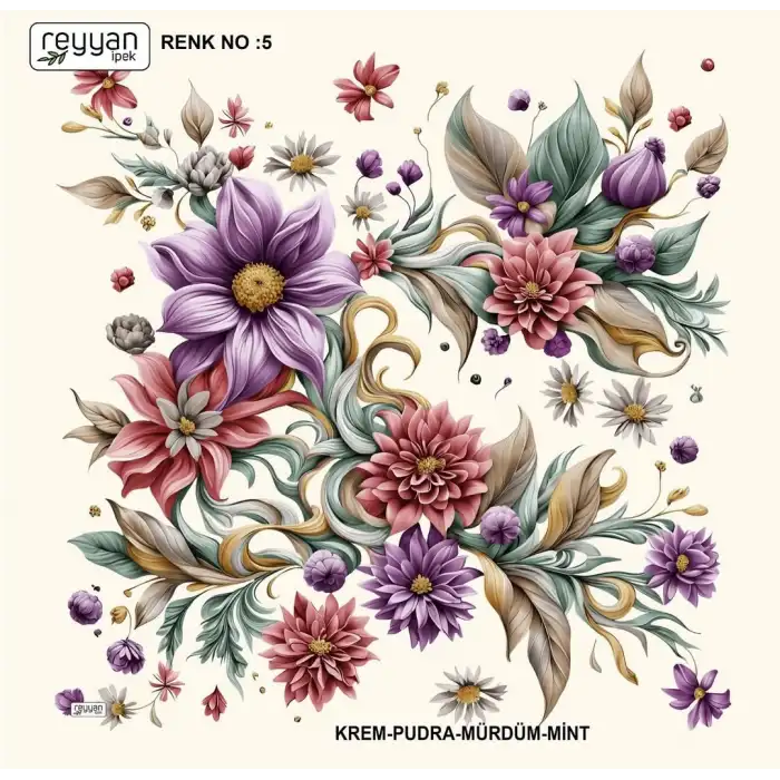 Reyyan İpek 100 cm Desenli Oyalık Yazma (ryyn-452-02)