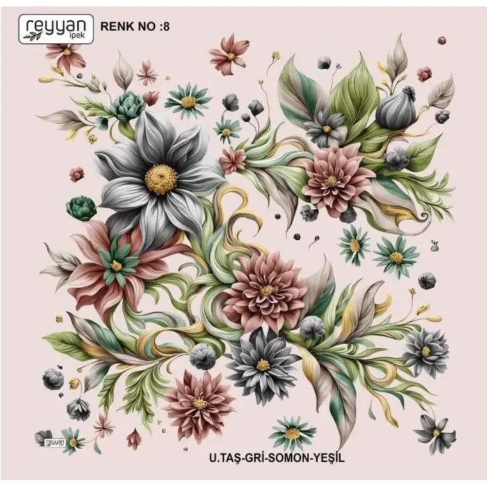 Reyyan İpek 100 cm Desenli Oyalık Yazma (ryyn-452-04)