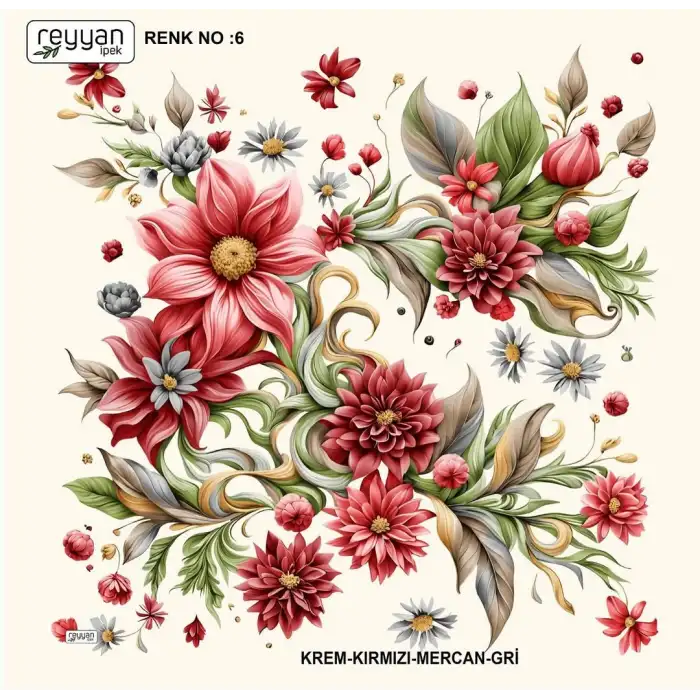 Reyyan İpek 100 cm Desenli Oyalık Yazma (ryyn-452-08)