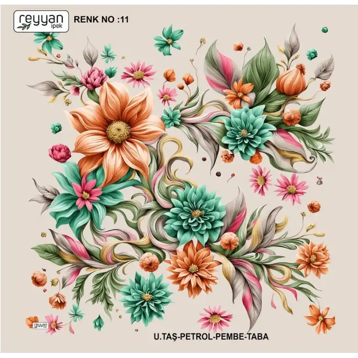 Reyyan İpek 100 cm Desenli Oyalık Yazma (ryyn-452-09)