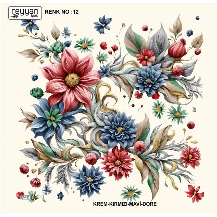 Reyyan İpek 100 cm Desenli Oyalık Yazma (ryyn-452-11)
