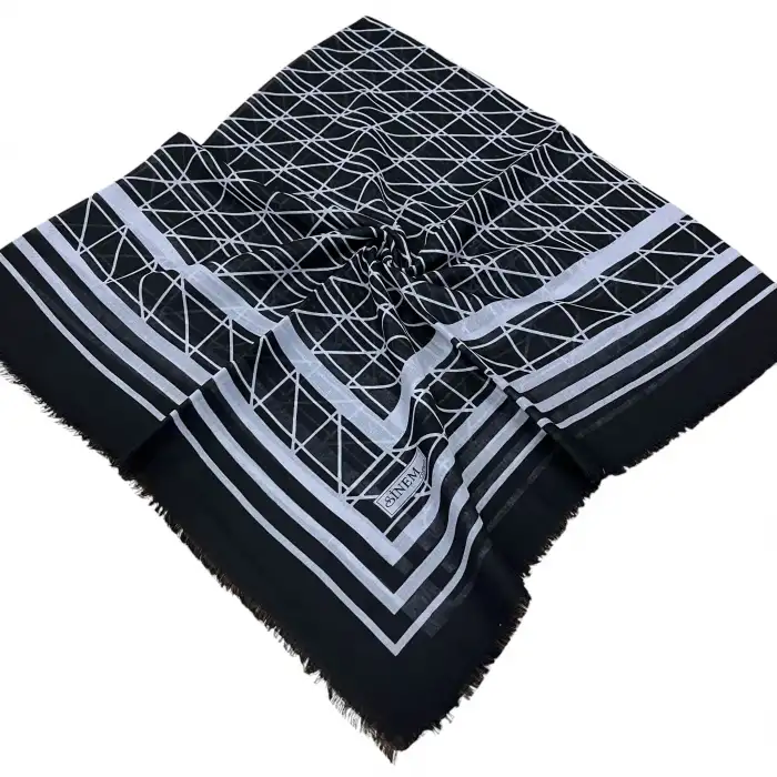 Sinem Dimi Pamuk Eşarp -(Siyah-Gri Serisi) -(FE542-10)