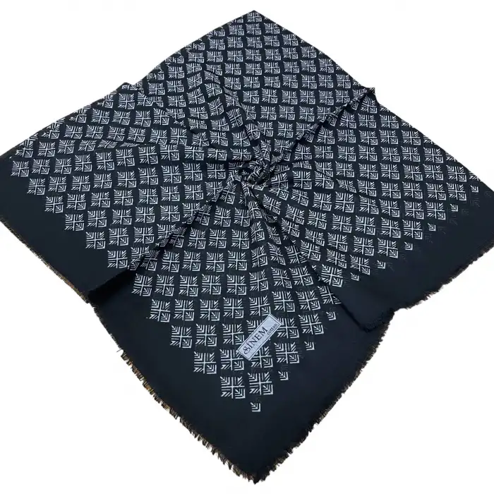 Sinem Dimi Pamuk Eşarp -(Siyah-Gri Serisi) -(FE542-09)