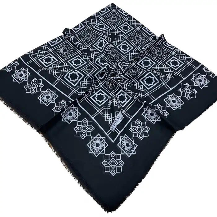 Sinem Dimi Pamuk Eşarp -(Siyah-Gri Serisi) -(FE542-05)