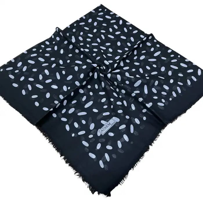 Sinem Dimi Pamuk Eşarp -(Siyah-Gri Serisi) -(FE542-04)