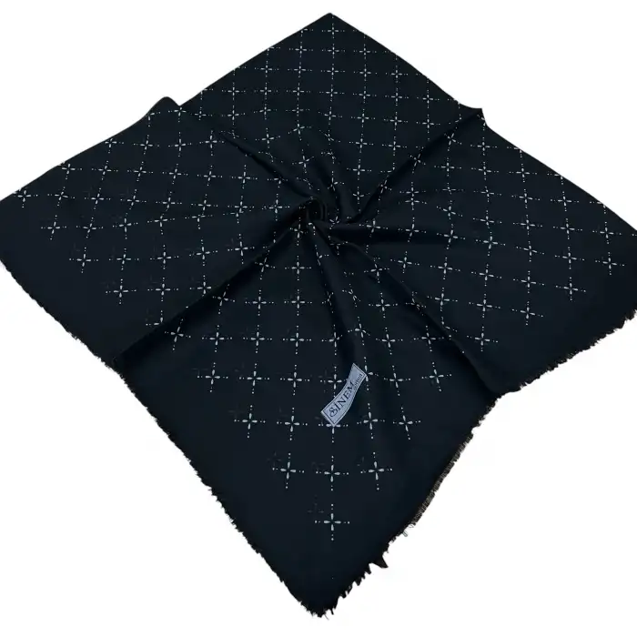 Sinem Dimi Pamuk Eşarp -(Siyah-Gri Serisi) -(FE542-02)