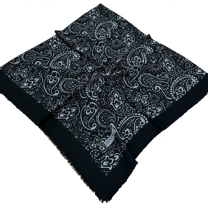 Sinem Dimi Pamuk Eşarp -(Siyah-Gri Serisi) -(FE542-01)