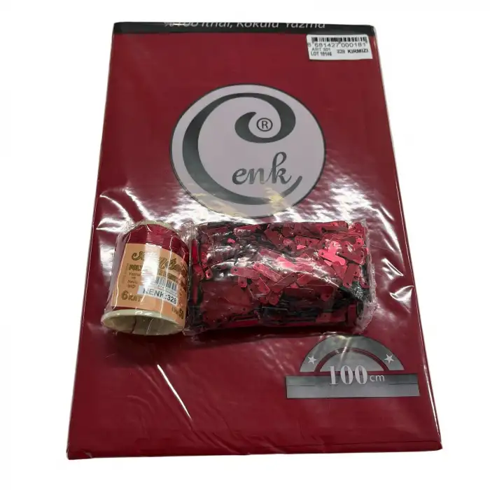 Cenk Düz Yazma Kırmızı + Altınbaşak Polyester Oya İpi + Baget Oya Pulu Seti – Hazır Oya Paketi (200 TL) (305-328)