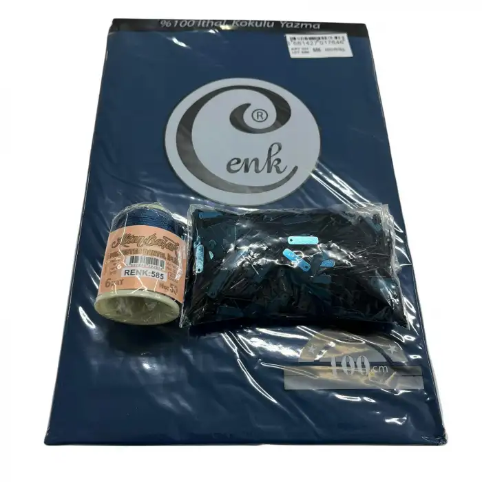 Cenk Düz Yazma Koyu Petrol + Altınbaşak Polyester Oya İpi + Baget Oya Pulu Seti – Hazır Oya Paketi (200 TL) (305-585)