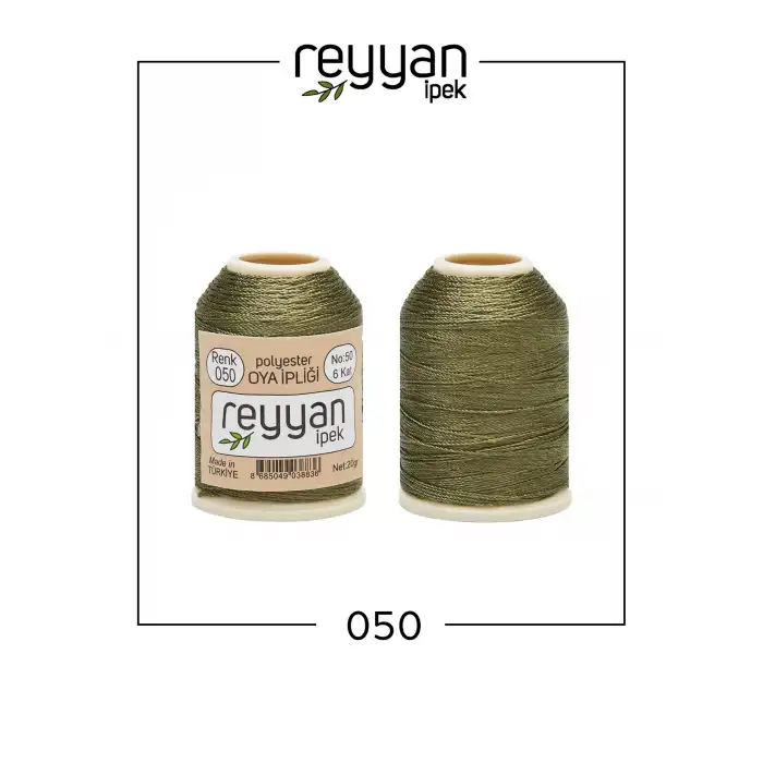Reyyan İpek 3’lü Hazır Oya Paketi Haki-050 | Yazma + Oya İpi + Baget Pleksi Pul Seti-RHP050