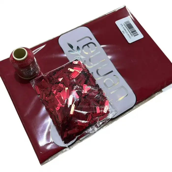 Reyyan İpek 3’lü Hazır Oya Paketi Kırmızı-075 | Yazma + Oya İpi + Baget Pleksi Pul Seti-RHP075