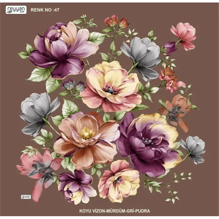 Reyyan İpek 100 cm Desenli Oyalık Yazma (ryyn-456-17)