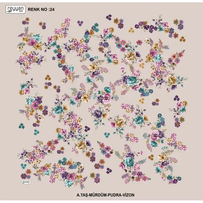 Reyyan İpek 100 cm Desenli Oyalık Yazma (ryyn-457-12)