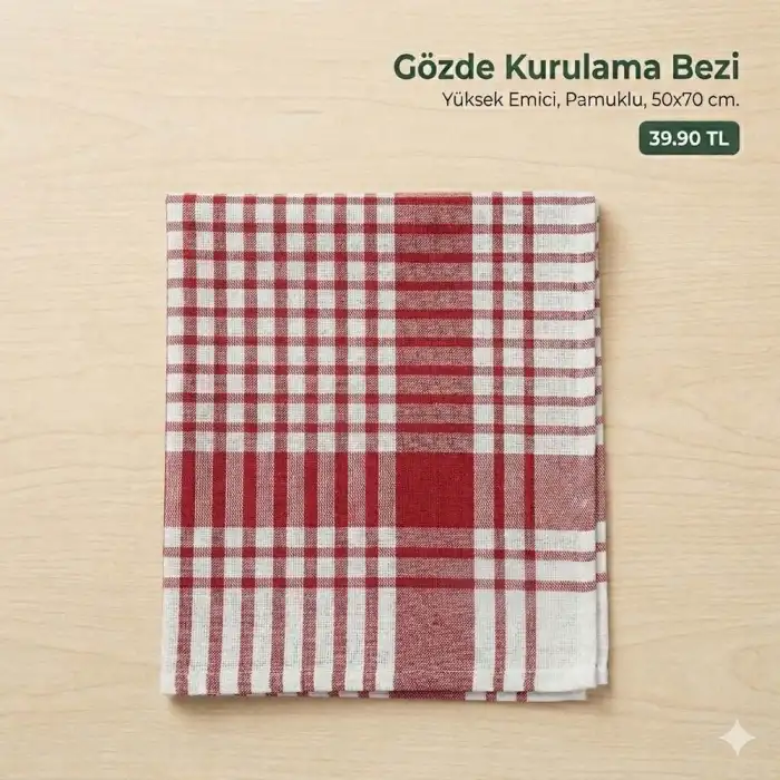 Gözde 50x70 cm Kurulama Bezi Kırmızı - KB03