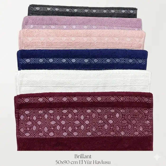 Brillant 50x90 cm Kısmi Desenli Kadife El Yüz Havlusu (12 ADET) - Brillant01