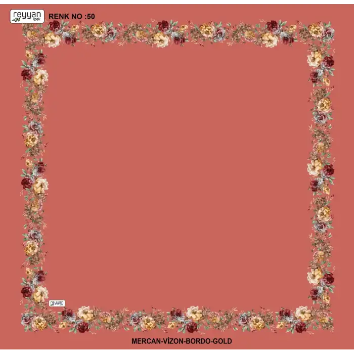 Reyyan İpek 100 cm Desenli Oyalık Yazma (ryyn-459-14)