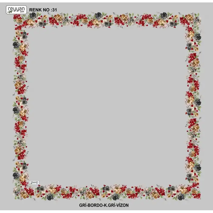 Reyyan İpek 100 cm Desenli Oyalık Yazma (ryyn-459-03)