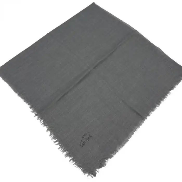 Kampanyalı Düz Flamlı Keten Eşarp Gri (Dzf106-13)