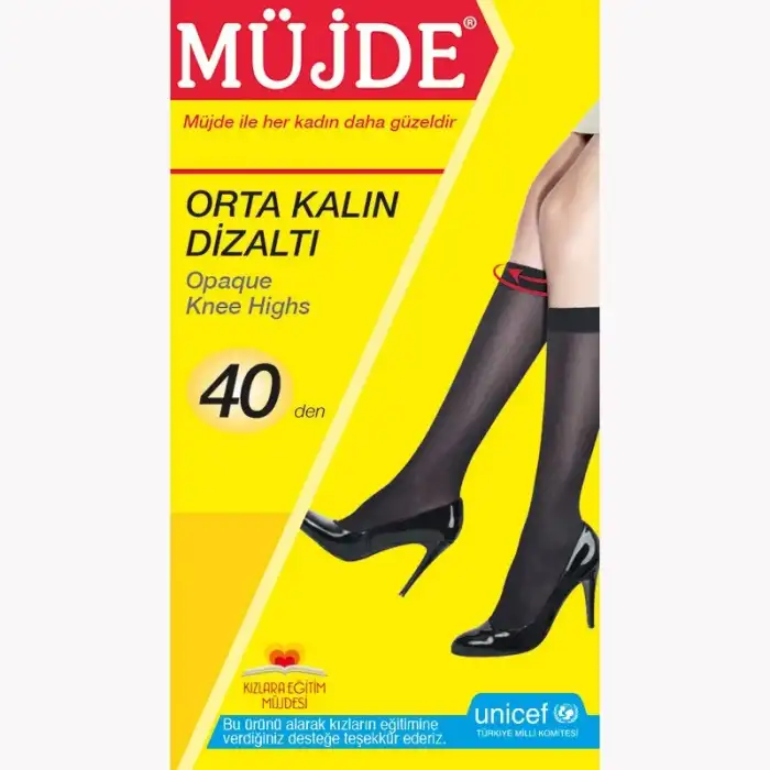 Müjde 40 Denye Orta Kalın Dizaltı Çorap 12lı Paket (Renk:Sahra-51) (40denye)