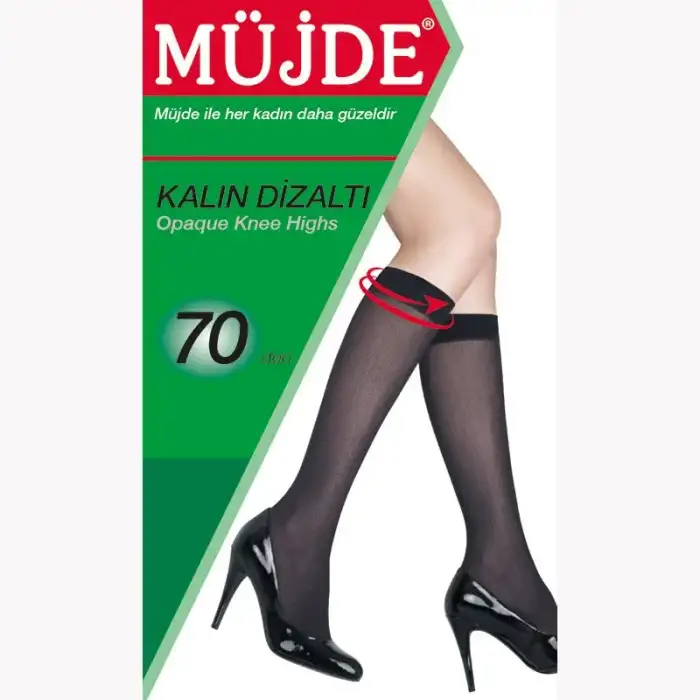 Müjde 70 Denye Kalın Dizaltı Çorap 12lı Paket (Renk:Siyah-500) (70denye)