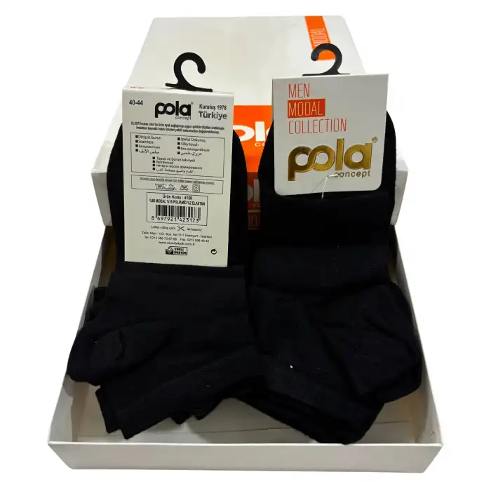 Pola Erkek Modal Patik Çorap Siyah Renk 6lı (eb06-02)