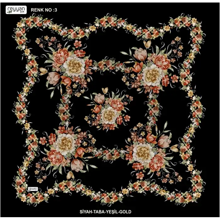 Reyyan İpek 100 cm Desenli Oyalık Yazma (ryyn-463-08)