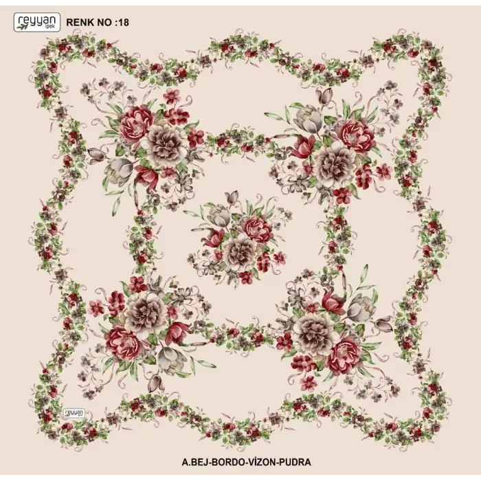 Reyyan İpek 100 cm Desenli Oyalık Yazma (ryyn-463-11)