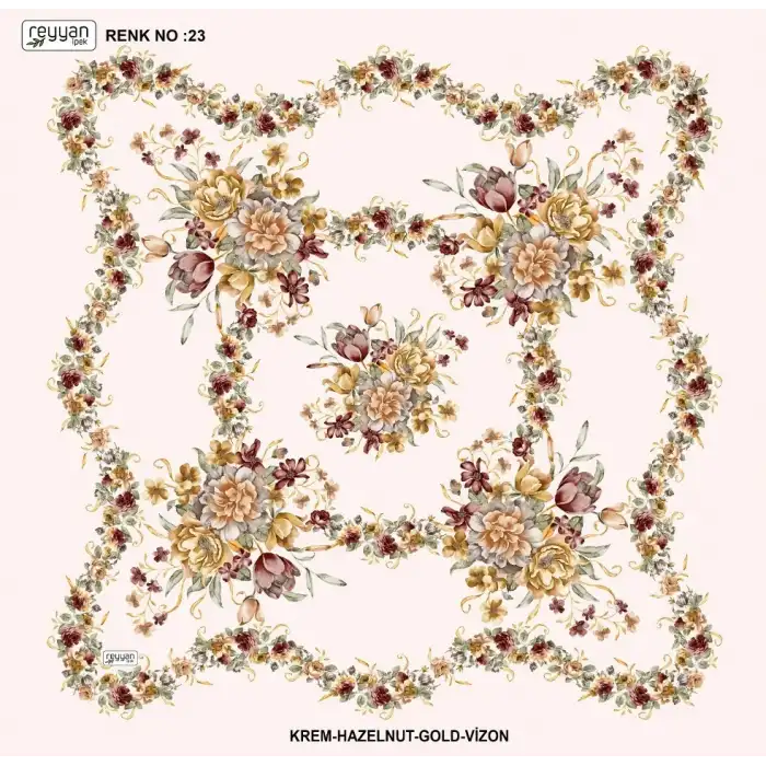 Reyyan İpek 100 cm Desenli Oyalık Yazma (ryyn-463-13)
