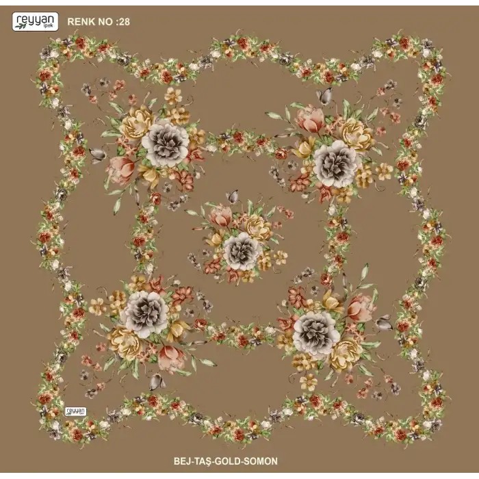 Reyyan İpek 100 cm Desenli Oyalık Yazma (ryyn-463-15)