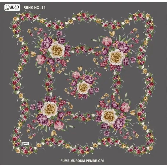 Reyyan İpek 100 cm Desenli Oyalık Yazma (ryyn-463-16)