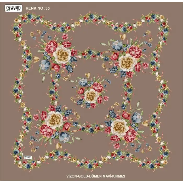 Reyyan İpek 100 cm Desenli Oyalık Yazma (ryyn-463-17)